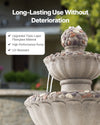 VEVOR Outdoor Water Fountain lifestyle image - close-up durability callouts