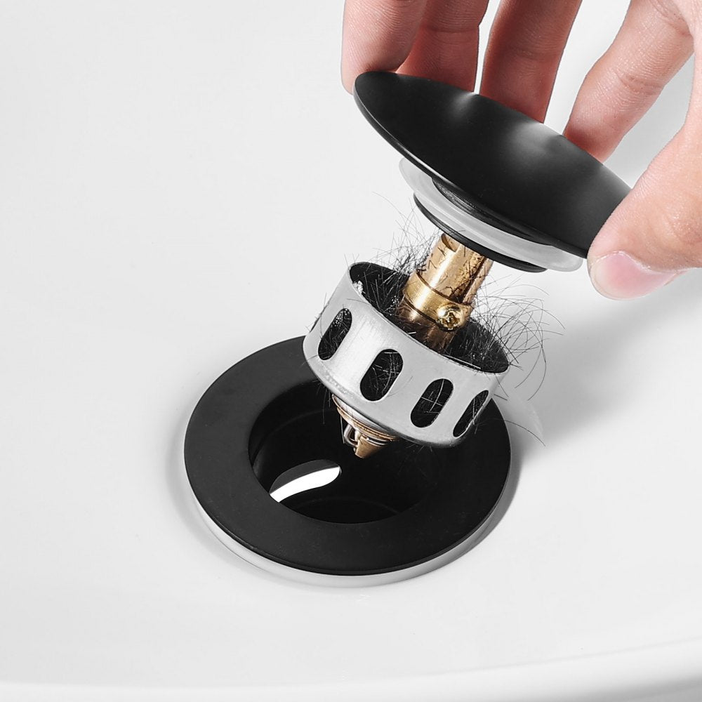 VEVOR Bathroom Sink Drain with Overflow, Brass and 304 Stainless Steel Pop Up Drains, Anti-Clogging Vessel Sink Drain Strainer, All Metal Hair Catcher Drains Stopper, for Sinks with Overflow Holes