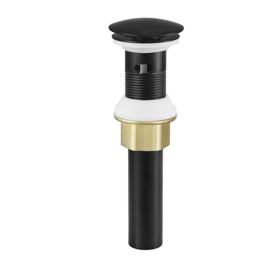 VEVOR Bathroom Sink Drain with Overflow, Brass and 304 Stainless Steel Pop Up Drains, Anti-Clogging Vessel Sink Drain Strainer, All Metal Hair Catcher Drains Stopper, for Sinks with Overflow Holes