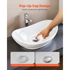 VEVOR Bathroom Sink Drain Without Overflow, Brass and 304 Stainless Steel Pop Up Drains, Anti-Clogging Vessel Drain Strainer, All Metal Hair Catcher Drains Stopper, for Sinks Without Overflow Holes