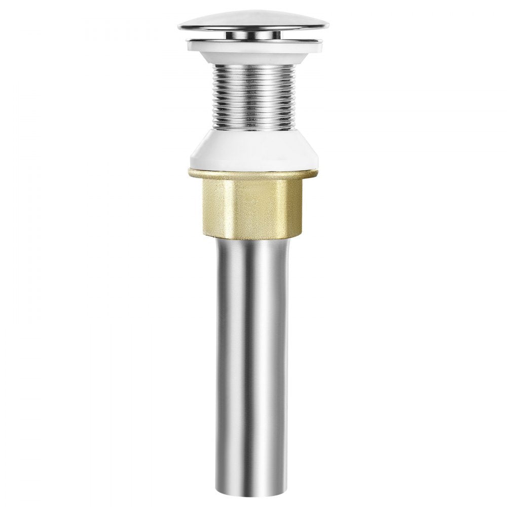 VEVOR Bathroom Sink Drain Without Overflow, Brass and 304 Stainless Steel Pop Up Drains, Anti-Clogging Vessel Drain Strainer, All Metal Hair Catcher Drains Stopper, for Sinks Without Overflow Holes