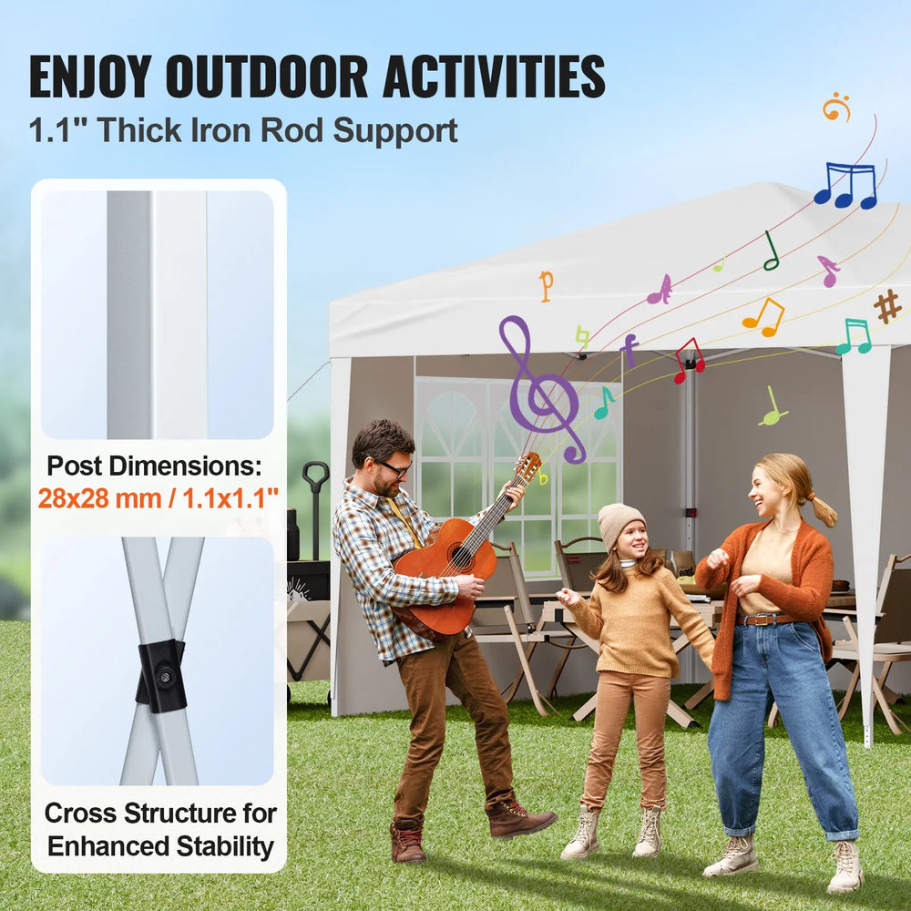 VEVOR Pop Up Canopy, 10 x 20 FT Instant Canopy Portable Gazebo with 3 Sidewalls & 2 Ventilated Windows, Height Adjustable Pop-Up Outdoor Shelter Tent for Events, Patio, Backyard, Party, Parking