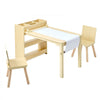 VEVOR Kids Art Table and Chair Set, Toddler Craft Table with 3 Tiers Storage Cabinet, Wooden Kids Activity Play Desk with 2 Chairs, Craft Play Desk for Reading, Learning, Drawing, Writing, Light Wood
