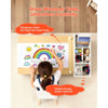 VEVOR Kids Art Table and Chair Set, Toddler Craft Table with 3 Tiers Storage Cabinet, Wooden Kids Activity Play Desk with 2 Chairs, Art Craft Play Desk for Reading, Learning, Drawing, Writing, White