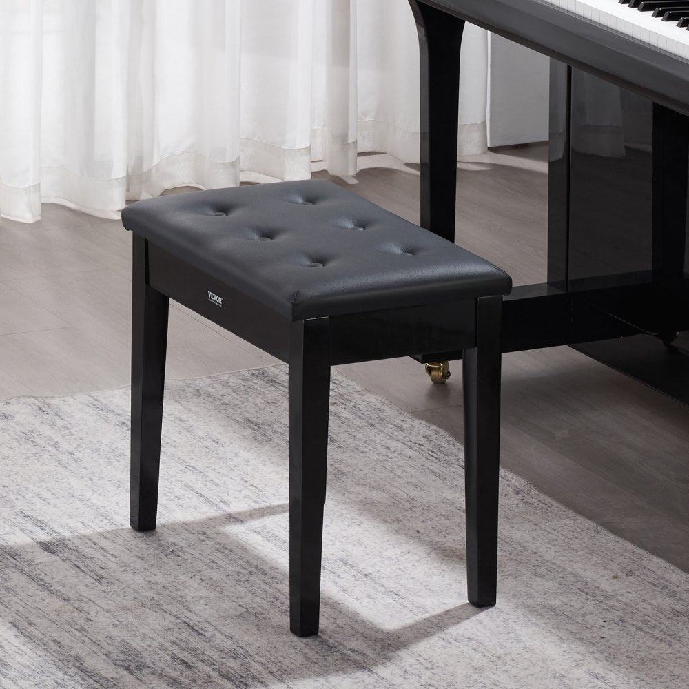 VEVOR Piano Bench, 22" x 13.78" x 19", Keyboard Piano Chair with High-Density Padded Cushion, Storage Compartment for Music Books, Wooden Piano Bookcase Stool Seat, for Vanity, Living Room, Bedroom