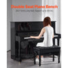 VEVOR Piano Bench, 29.5" x 14" x 20.3", Duet Keyboard Piano Chair with 20.3"-23.4” Adjustable Height, Padded Cushion, Storage Compartment for Music Books, Wooden Piano Stool Seat, for Vanity, Bedroom