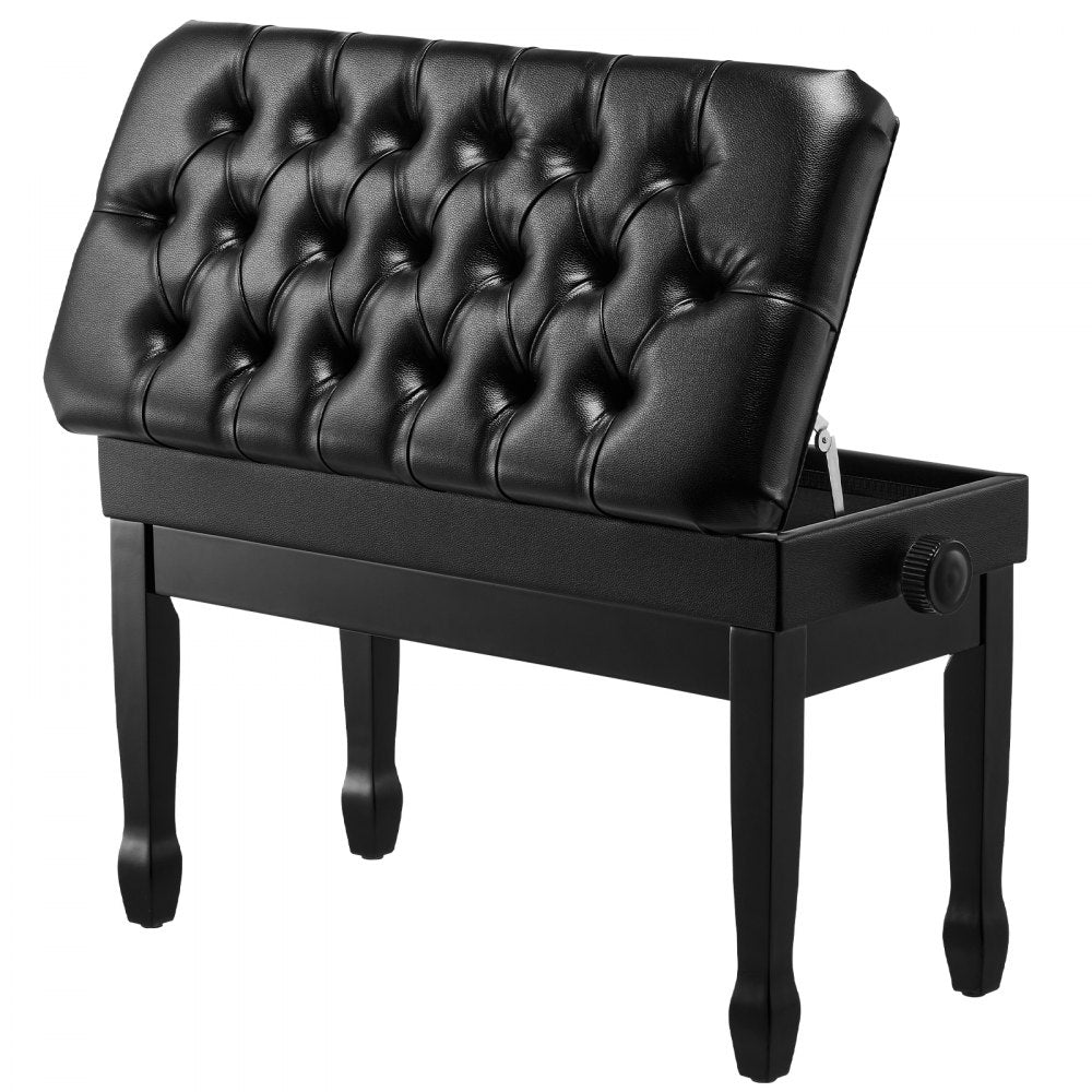 VEVOR Piano Bench, 29.5" x 14" x 20.3", Duet Keyboard Piano Chair with 20.3"-23.4” Adjustable Height, Padded Cushion, Storage Compartment for Music Books, Wooden Piano Stool Seat, for Vanity, Bedroom