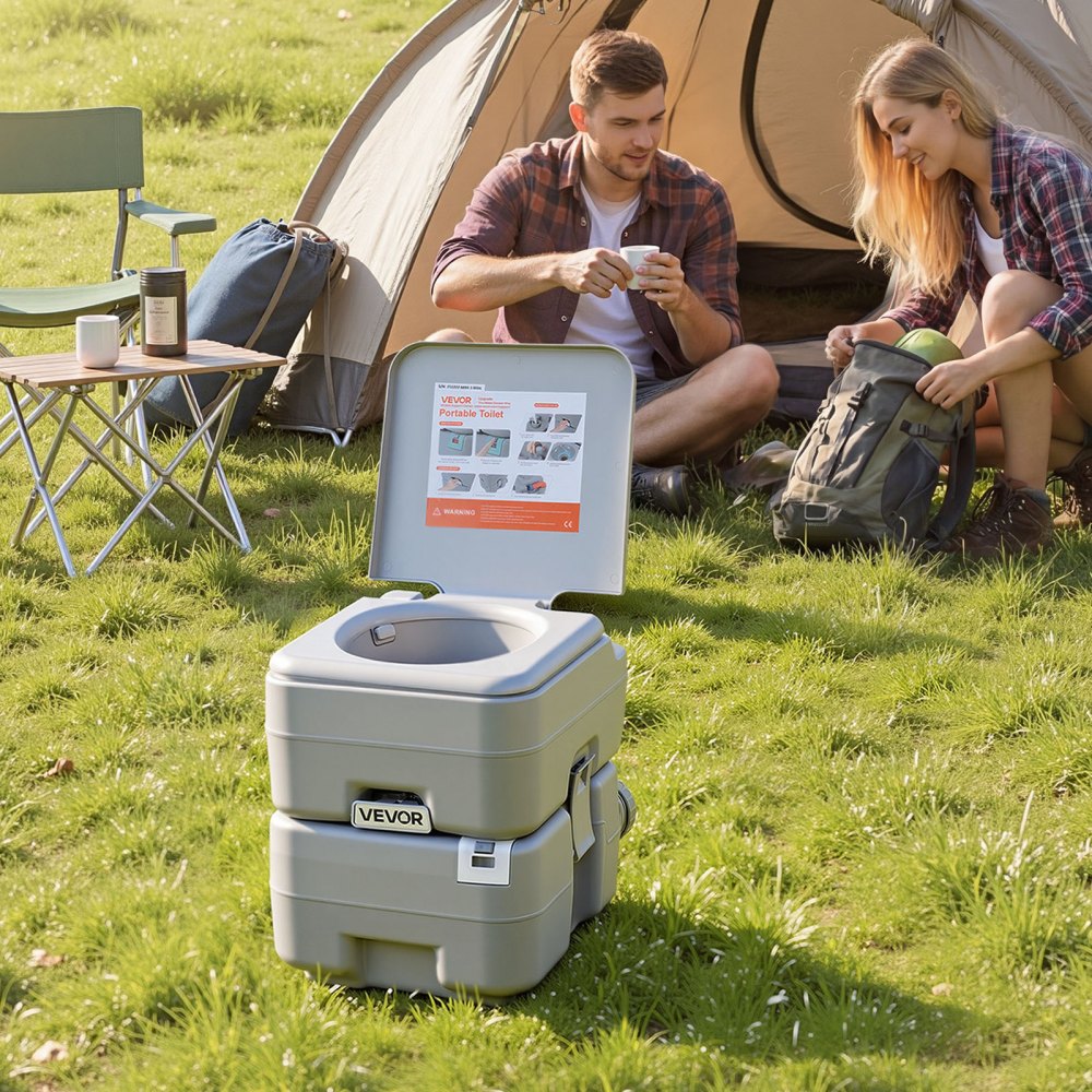 VEVOR Portable Toilet, 5.3 Gallon Detachable Waste Tank, 120 Flushes, Camping Toilet for Adults, Outdoor Travel Potty with Level Indicator, Carry Bag, Suitable for RV Travel, Camping, Hiking, Boating