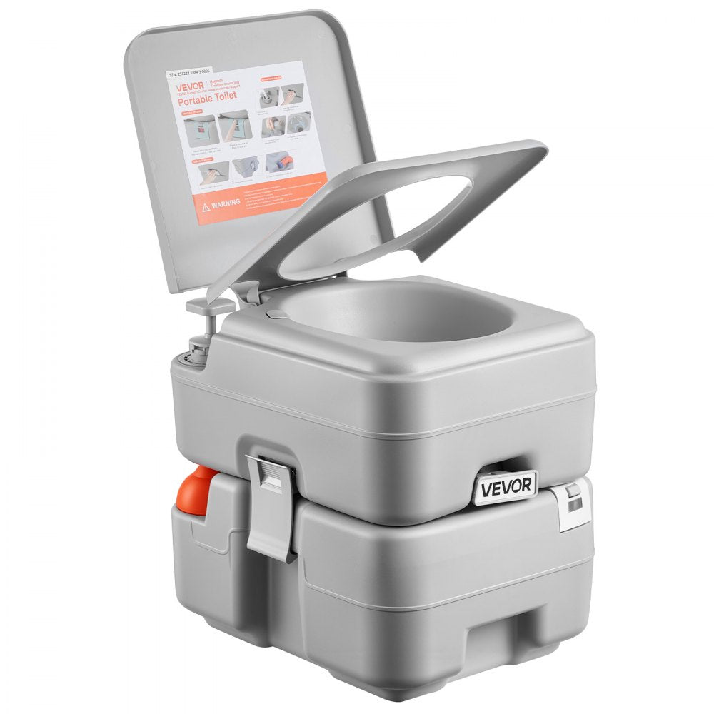VEVOR Portable Toilet, 5.3 Gallon Detachable Waste Tank, 120 Flushes, Camping Toilet for Adults, Outdoor Travel Potty with Level Indicator, Carry Bag, Suitable for RV Travel, Camping, Hiking, Boating