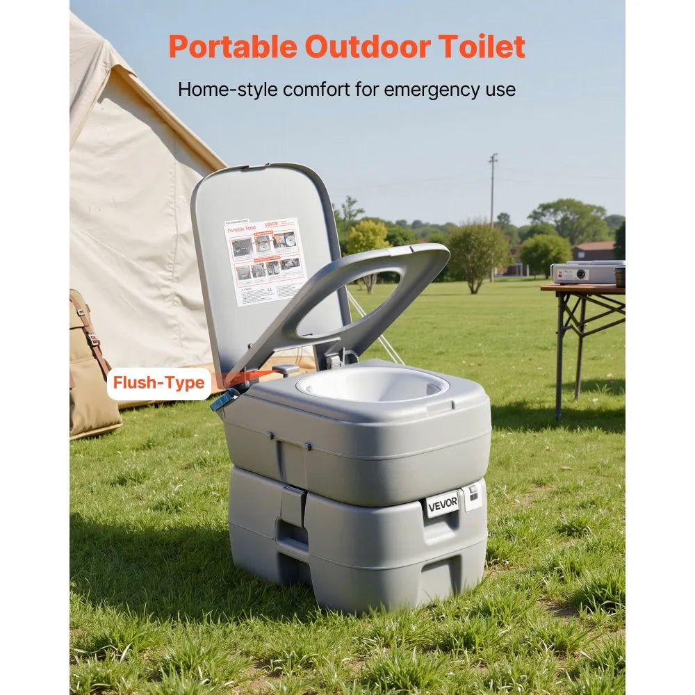 VEVOR Portable Toilet, 7.9 Gallon Detachable Waste Tank, 200 Flushes, Camping Toilet for Adults, Outdoor Travel Potty with Level Indicator, Suitable for RV Travel, Camping, Hiking, Boating and Trips