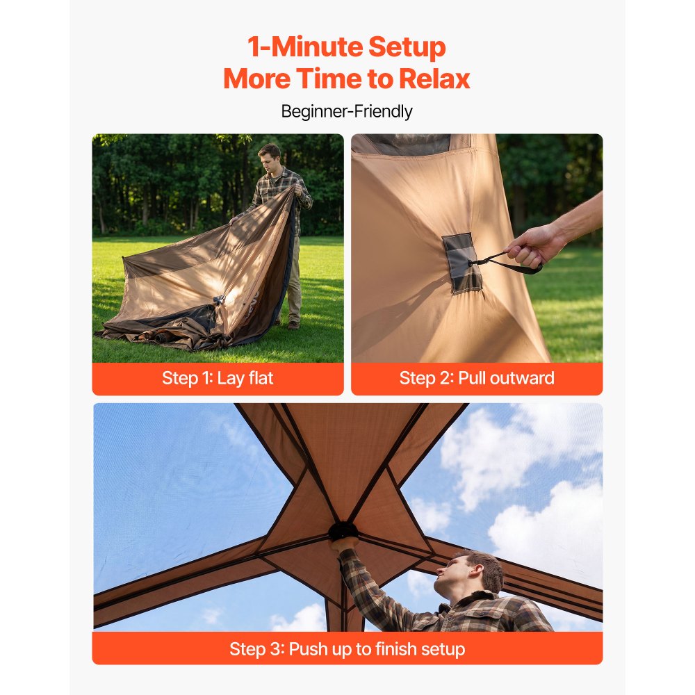 VEVOR Camping Tent, 6 Person Pop Up Instant Cabin Tent with Rainfly & Large Mesh Windows, 60 Seconds Easy Setup, Portable Waterproof Cabin Hub Tents with Carry Bag for Family Outdoor Camping & Hiking