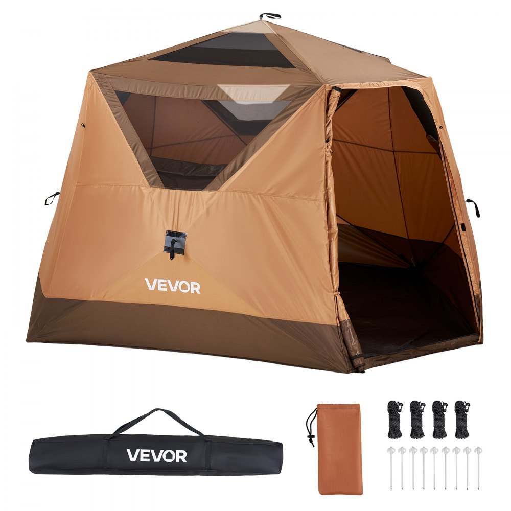 VEVOR Camping Tent, 6 Person Pop Up Instant Cabin Tent with Rainfly & Large Mesh Windows, 60 Seconds Easy Setup, Portable Waterproof Cabin Hub Tents with Carry Bag for Family Outdoor Camping & Hiking