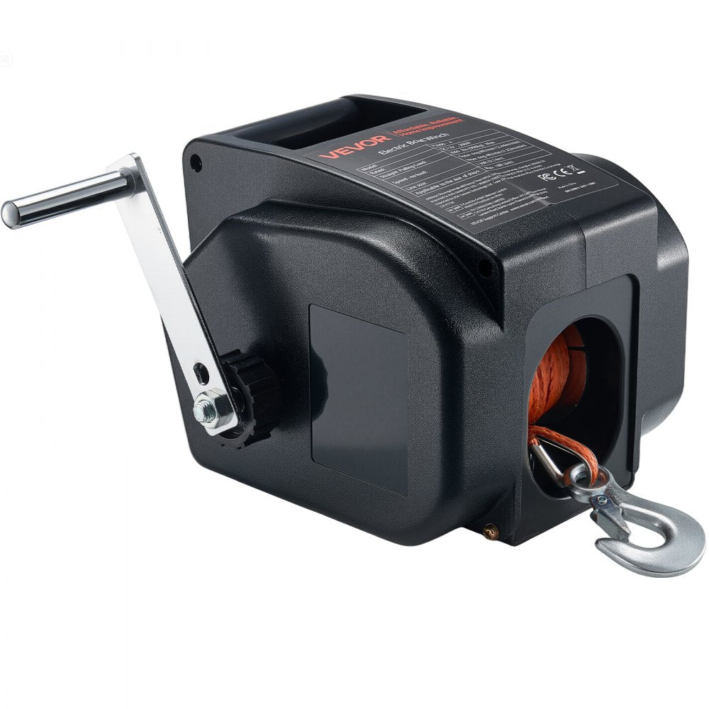 VEVOR Electric Boat Winch, 12V DC 300W, Reversible Electric Trailer Winch for Boats Up to 2000 lbs, Power-in, Power-Out, and Freewheel Operations for Boats with Wired Remote Control & Hand Crank