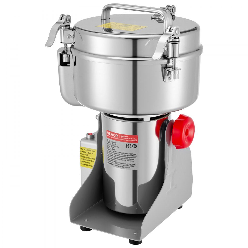 VEVOR 2000g Electric Grain Mill Grinder, 3400W 32000RPM High Speed Spice Corn Dry Grinding Machine, Stainless Steel Pulverizer Powder Machine for Dried Grains Coffee Beans Spices Nuts (270° Swing Type)