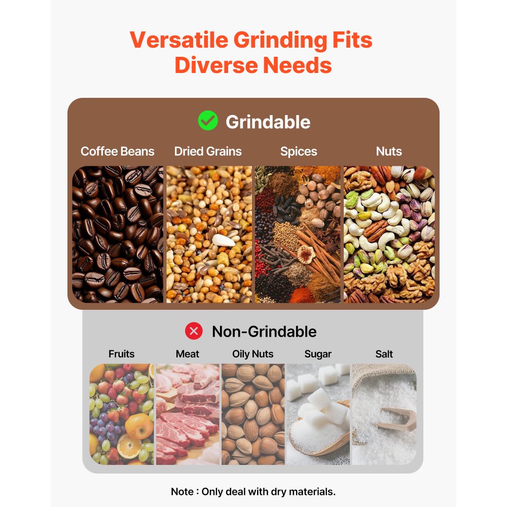 VEVOR Electric Grain Mill Grinder, 600W High Power Commercial Spice Grinder, 6.6 Gal Pulverizer Powder Machine with Galvanized Sharp Blades, for Dry Grains, Spices, Cereals, Coffee, Corn & Pepper