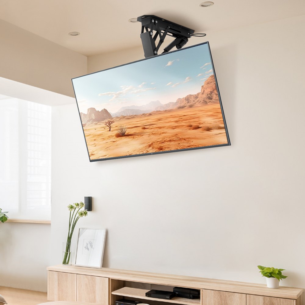 VEVOR Motorized Ceiling TV Mount, TV Wall Mount for 32 to 65 Inch TV, Electric Adjustable Ceiling TV Mount, Motorized Flip Down TV Mount Bracket with Max VESA 24 x 24 in, Fits TVs Up to 88 lbs