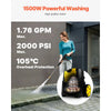 VEVOR Electric Pressure Washer, 2000 PSI, Max. 1.76 GPM Power Washer with 30 ft Hose, 5 Quick Connect Nozzles, Foam Cannon, Portable to Clean Patios, Cars, Fences, Driveways, ETL Listed
