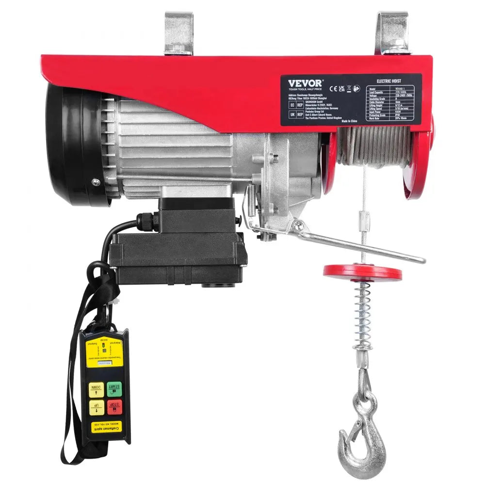 VEVOR Wireless Electric Hoist, 440 lbs 110V Electric Steel Wire Winch with Wireless Remote Control, 40ft Single Cable Lifting Height & Pure Copper Motor, for Garage Warehouse Factory