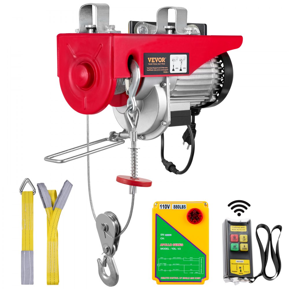 VEVOR Wireless Electric Hoist, 440 lbs 110V Electric Steel Wire Winch with Wireless Remote Control, 40ft Single Cable Lifting Height & Pure Copper Motor, for Garage Warehouse Factory
