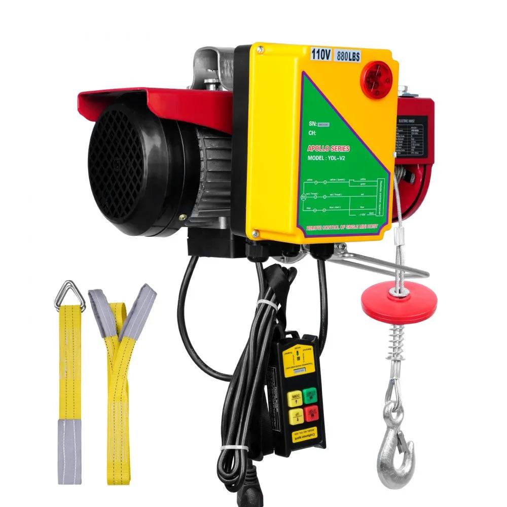 VEVOR Wireless Electric Hoist, 440 lbs 110V Electric Steel Wire Winch with Wireless Remote Control, 40ft Single Cable Lifting Height & Pure Copper Motor, for Garage Warehouse Factory