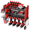 VEVOR Power Tool Organizer Wall Mount, 3-Layer Storage Rack with 4 Drill Holders, Tools Holder and Storage Rack with Side Pegboards, Garage Tool Organizer for Garage, Workbench, and Workshop