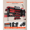 VEVOR Power Tool Organizer with Charging Station, 3-Layer Power Tool Battery Storage Rack with 5.58 ft Power Strip, 8 Drill Holders & 8 Outlets, Garage Tool Organizer for Garage, Workbench, Workshop
