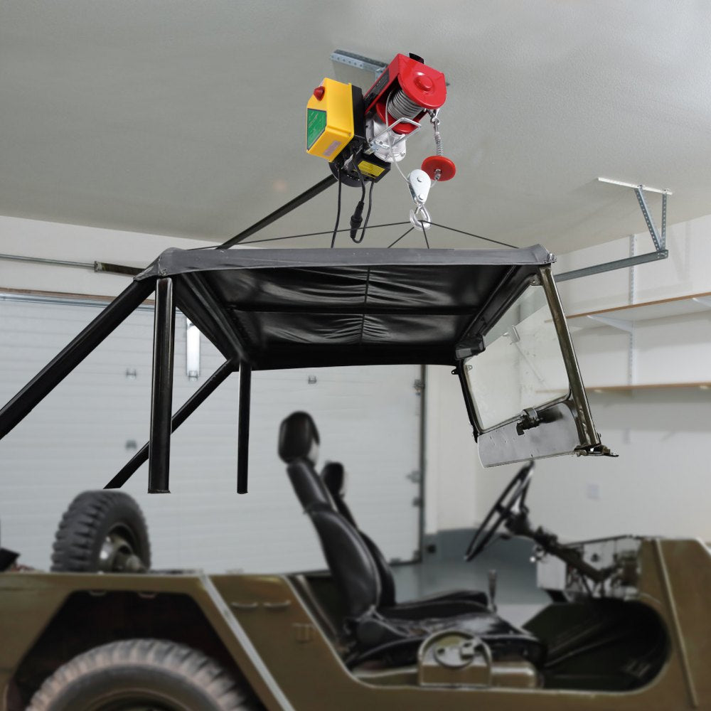 VEVOR Electric Hoist, 1760 lbs 120V Electric Winch with 328 ft Wireless Remote Control, 40 ft Single Cable Lifting Height, Single/Double Slings, Emergency Stop, Lift Hoist for Garage Warehouse Factory