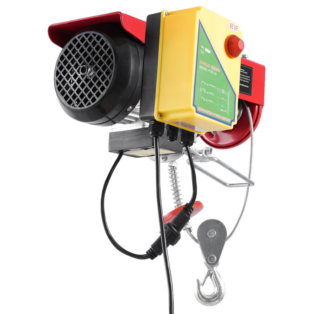 VEVOR Electric Hoist, 1760 lbs 120V Electric Winch with 328 ft Wireless Remote Control, 40 ft Single Cable Lifting Height, Single/Double Slings, Emergency Stop, Lift Hoist for Garage Warehouse Factory