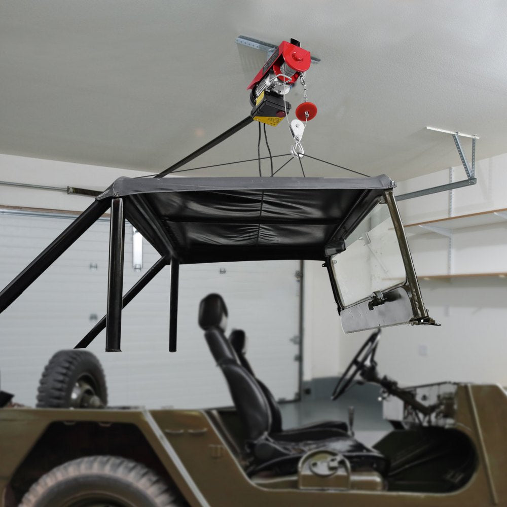 VEVOR Electric Hoist, 1320 lbs 120V Electric Winch with 328 ft Wireless & 14 ft Wired Remote Control, 40 ft Single Cable Lifting Height, Single/Double Slings, Lift Hoist for Garage Warehouse Factory