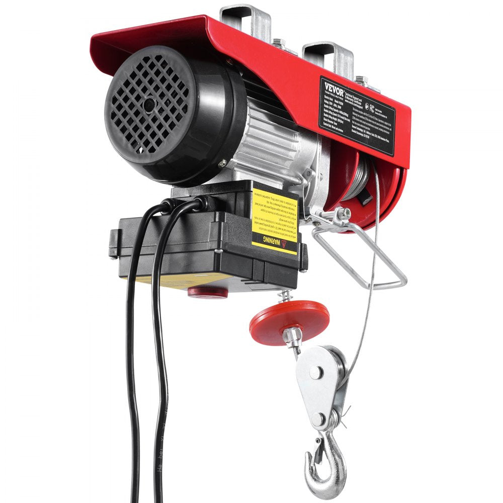 VEVOR Electric Hoist, 440 lbs 120V Electric Winch with 328 ft Wireless & 14 ft Wired Remote Control, 40 ft Single Cable Lifting Height, Single/Double Slings, Lift Hoist for Garage Warehouse Factory