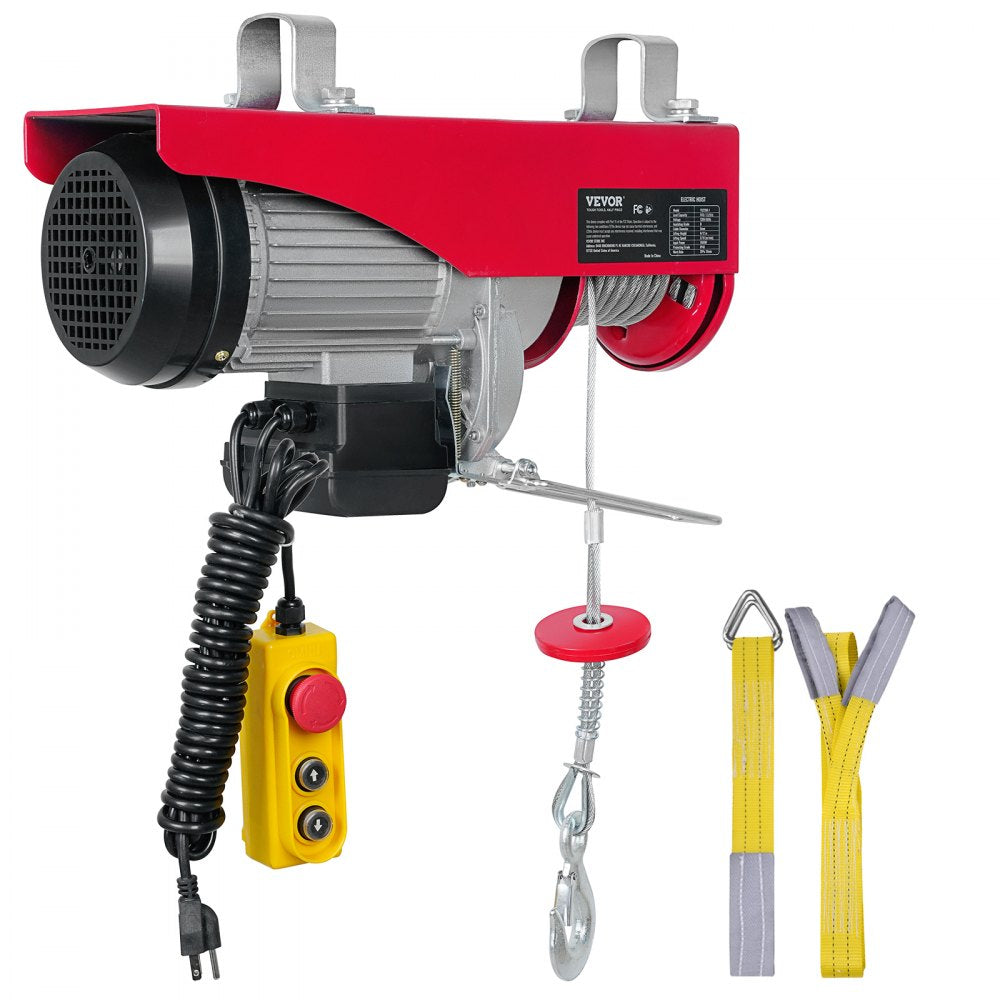 VEVOR Electric Hoist, 1320 lbs Lifting Capacity, 1150W 110V Electric Steel Wire Winch with 14ft Wired Remote Control, 40ft Single Cable Lifting Height & Pure Copper Motor, for Garage Warehouse Factory