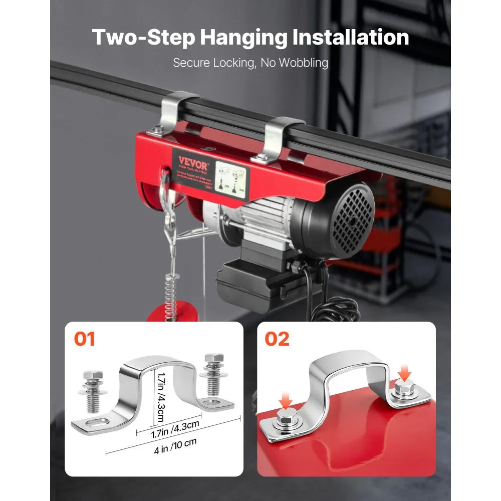 VEVOR Electric Hoist, 440lbs Garage Hoist with 14ft Wired Control, 110 volt Electric Hoist Winch 40ft Single Cable Lifting Height, Pure Copper Motor and Emergency Stop Switch