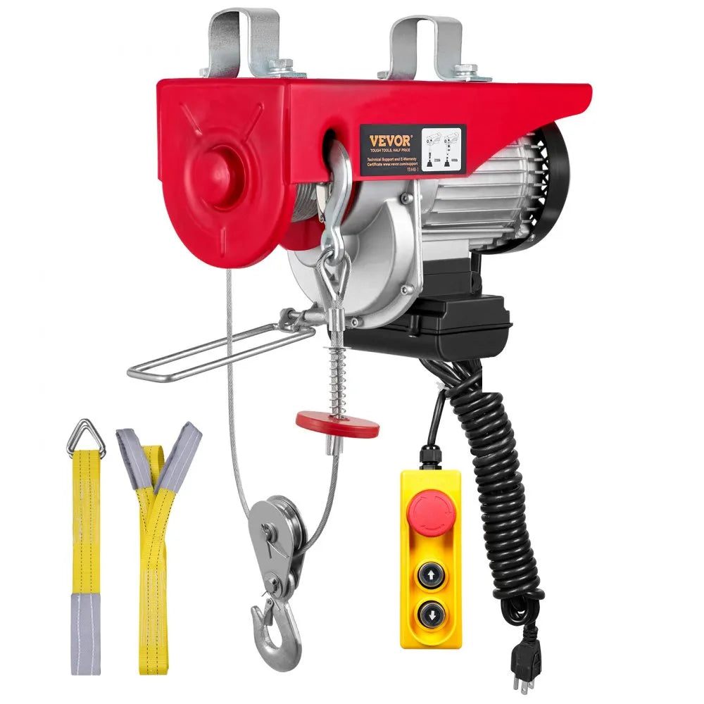 VEVOR Electric Hoist, 440lbs Garage Hoist with 14ft Wired Control, 110 volt Electric Hoist Winch 40ft Single Cable Lifting Height, Pure Copper Motor and Emergency Stop Switch