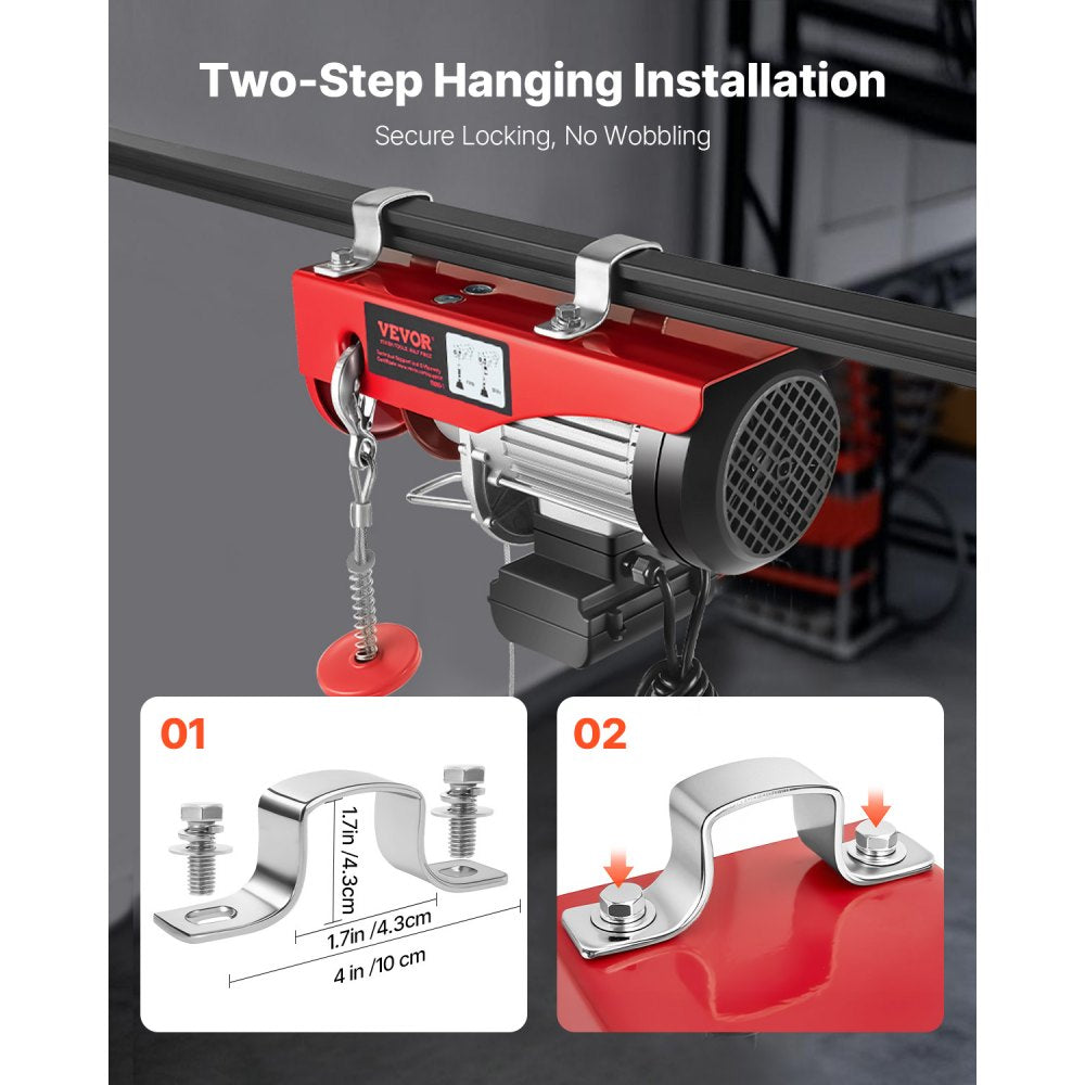 VEVOR 880lbs Electric Hoist with 14ft Wired Remote Control, 110V Electric Hoist Attic Lift 20-40 FT Lifting Height for Garage Attic Warehouse Factory