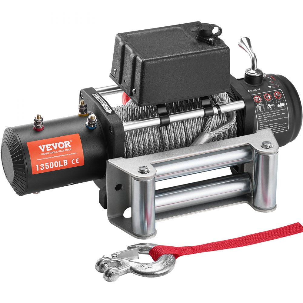 VEVOR Electric Winch, 13,500 lb, 12V DC Truck Winch with Φ3/8 in x 80 ft Steel Cable Roller Fairlead Wireless & Wired Remote Control, IP55 Waterproof for Towing Off-Road SUV Jeep Truck Trailer Boat