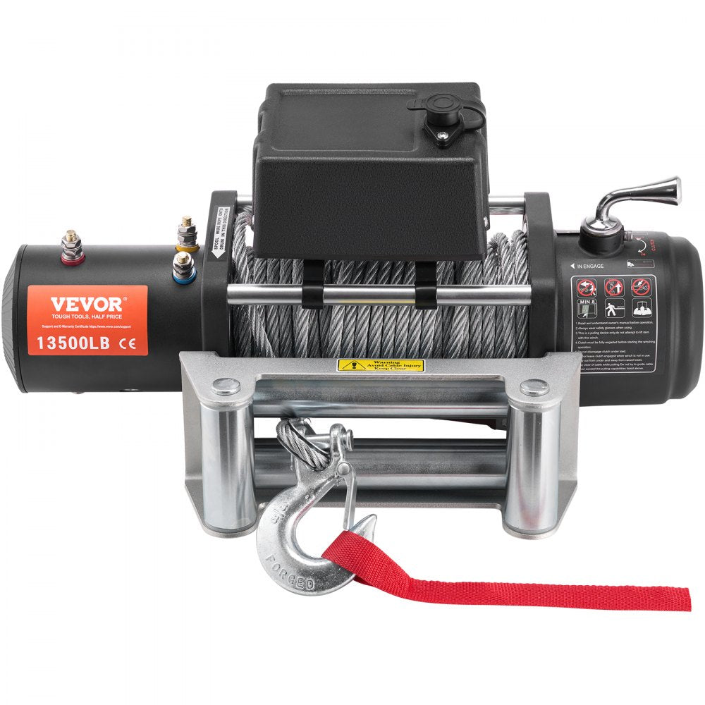 VEVOR Electric Winch, 13,500 lb, 12V DC Truck Winch with Φ3/8 in x 80 ft Steel Cable Roller Fairlead Wireless & Wired Remote Control, IP55 Waterproof for Towing Off-Road SUV Jeep Truck Trailer Boat