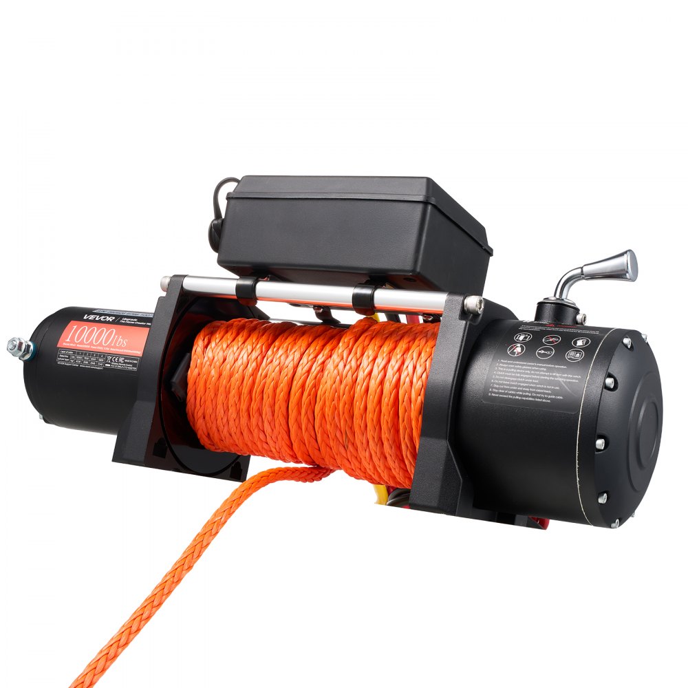 VEVOR Electric Winch, 10,000 lbs, 12V DC Truck Winch with Synthetic Rope, for Towing Off-Road SUVs, Trailers & Boats, 7/20 in x 65 ft Line, Aluminum Fairlead, Wireless & Wired Remote Control, IP55