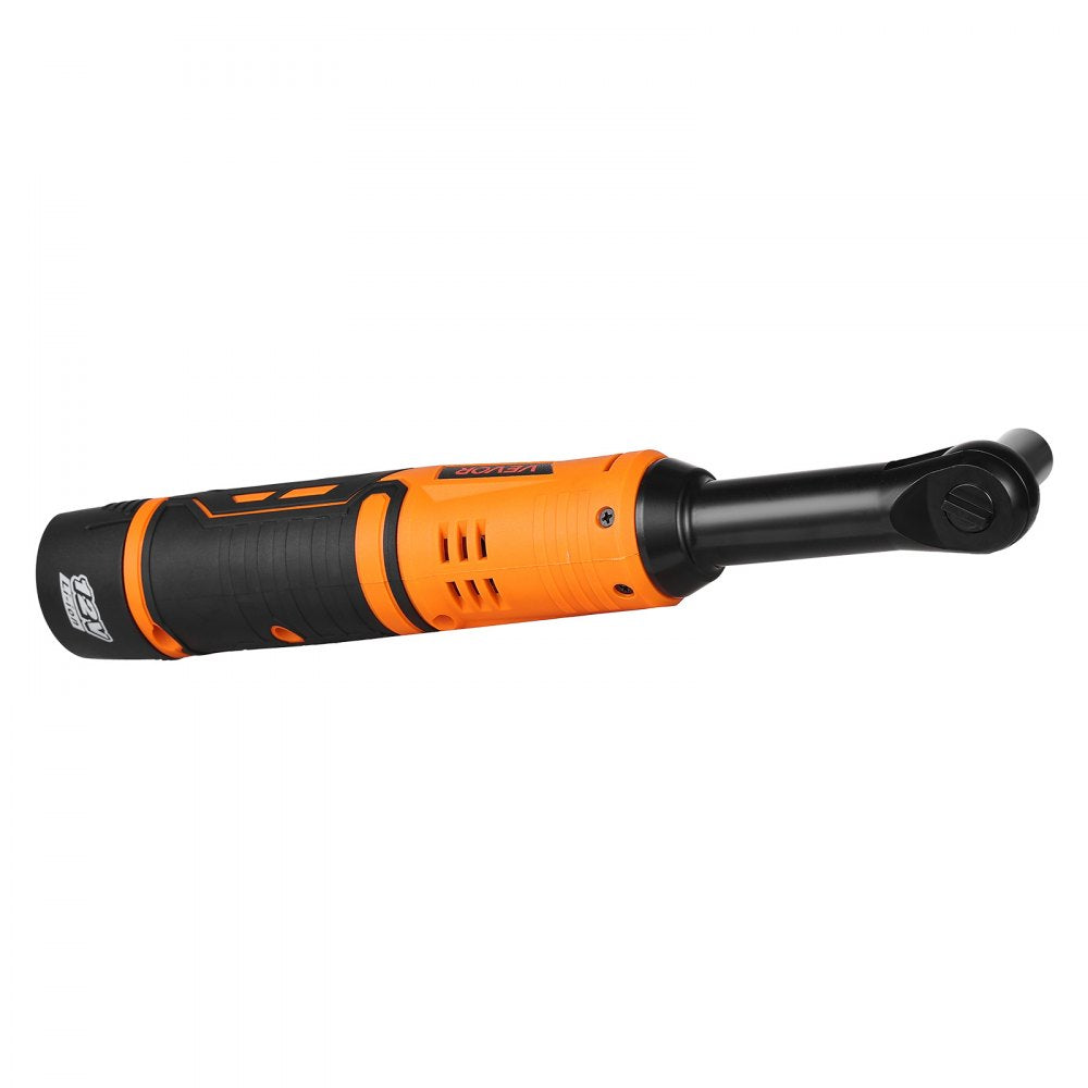 VEVOR Cordless Ratchet Wrench, 3/8 inch Drive, 240 RPM, up to 33 ft-lbs of Torque, Extended Battery Powered Electric Ratchet Wrench Set with Two Batteries, Charger, Sockets, Adaptor and Extension Bar