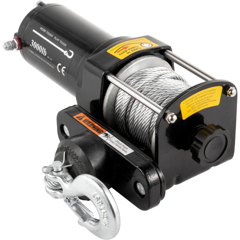 VEVOR Truck Winch 3,000LBS Electric Winch 10m Steel Cable 12V Power Winch Jeep Winch with Wireless Remote Control and Powerful Motor for UTV ATV & Jeep Truck and Wrangler Accessories in Car Lift