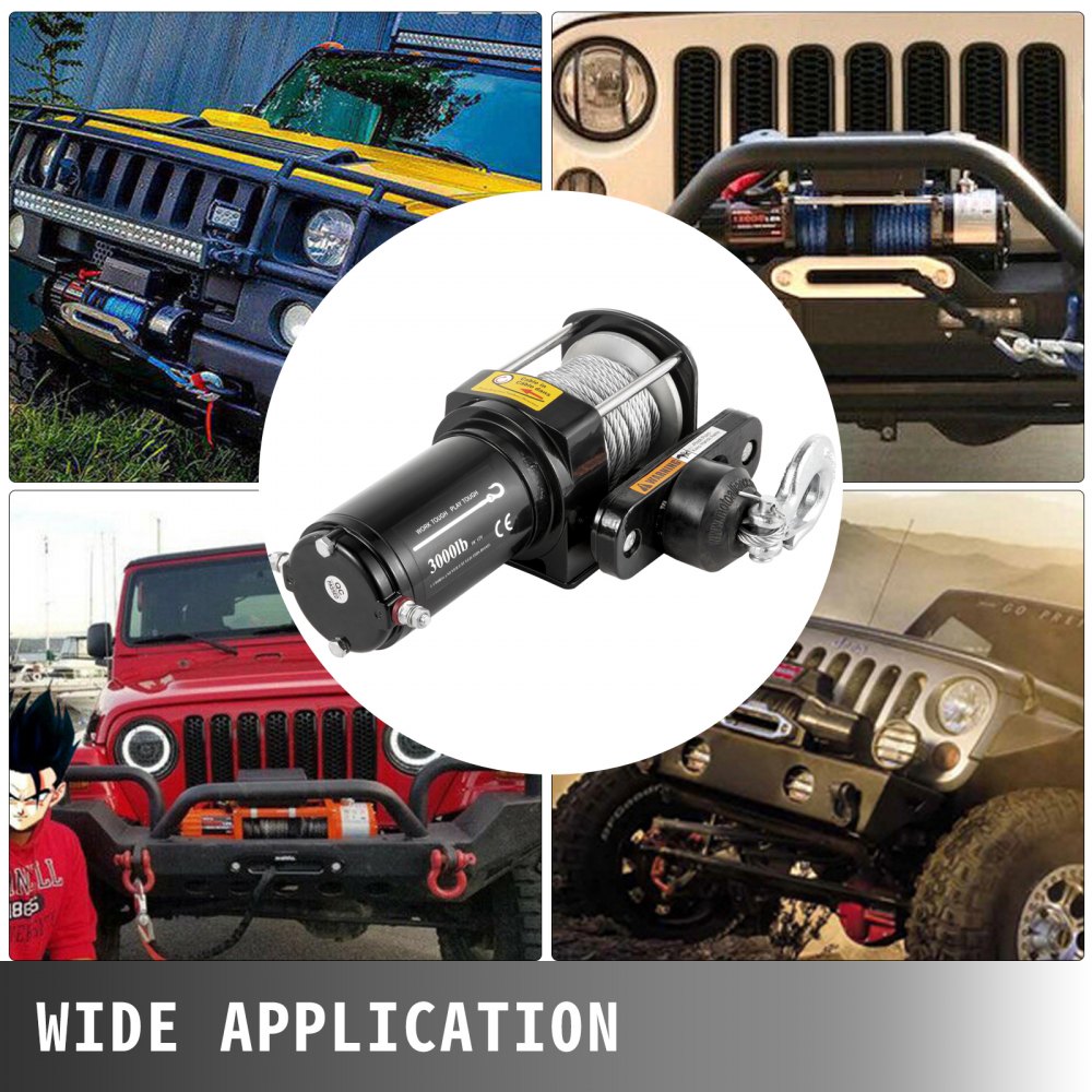 VEVOR Truck Winch 3,000LBS Electric Winch 10m Steel Cable 12V Power Winch Jeep Winch with Wireless Remote Control and Powerful Motor for UTV ATV & Jeep Truck and Wrangler Accessories in Car Lift