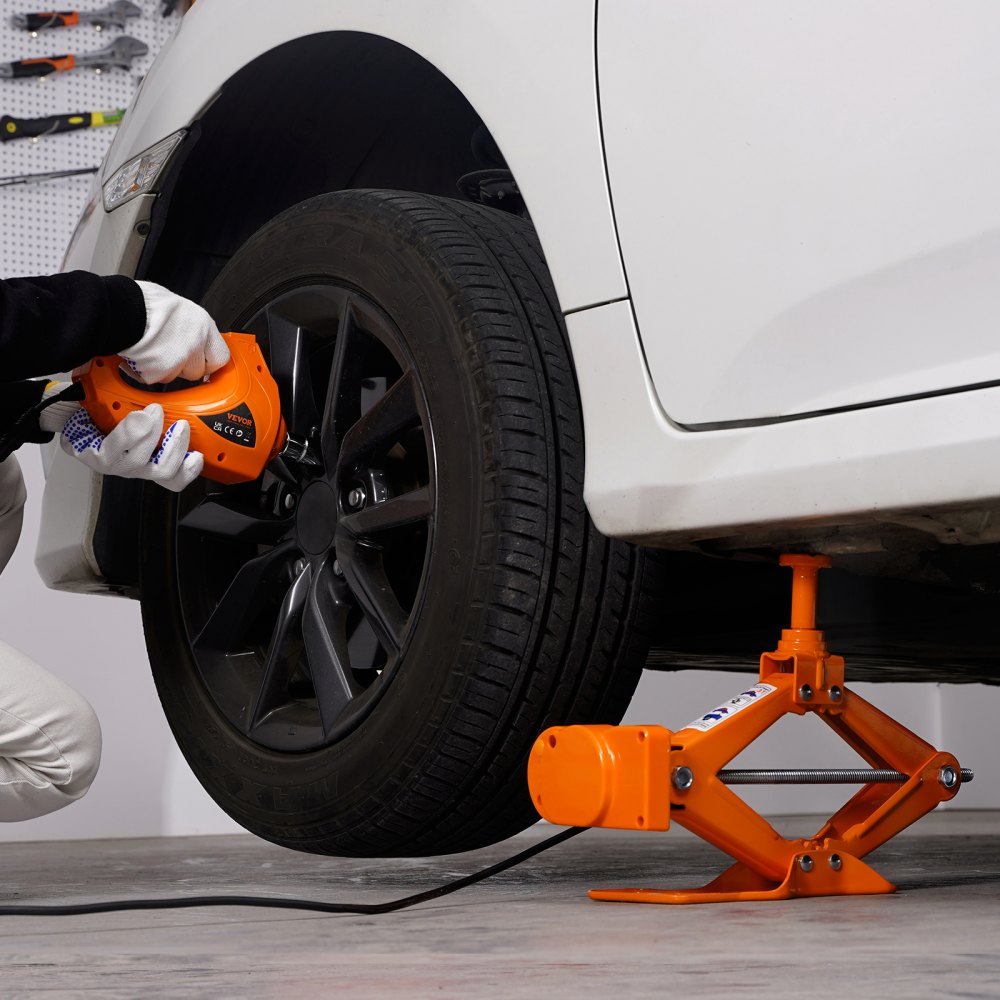 VEVOR Electric Car Jack, 3 Tons /6600 lbs Scissor Jack with Electric Impact Wrench, 12V Car Jack with Double Saddles with Remote Control, Portable Car Jack Lifting for Sedan, SUV, Truck Tire Change