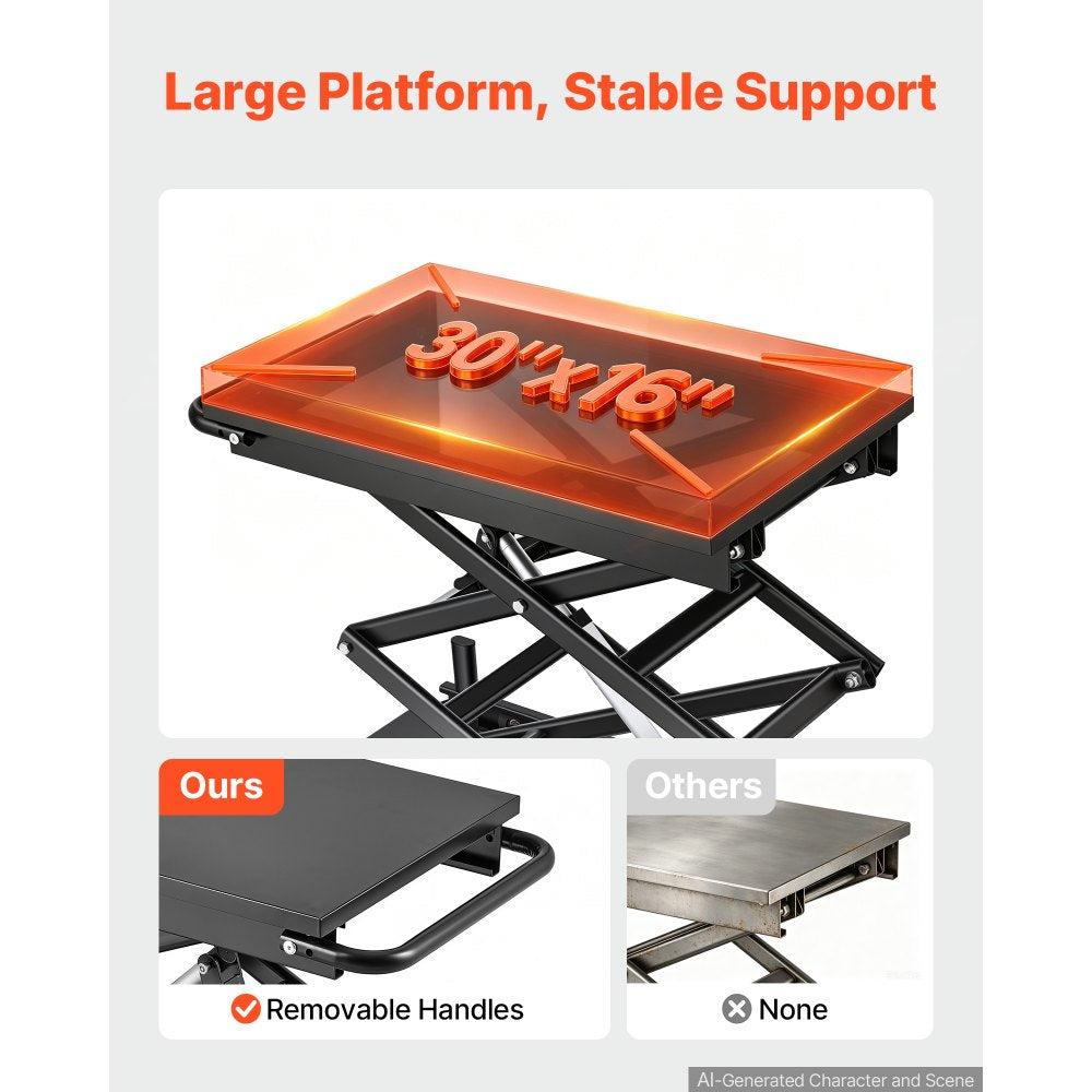 VEVOR Electric Lift Table, 330 lbs Capacity Double Scissor Lifting Table, Great for Material Handling, Moving, Transportation, 43 in Max. Height Adjustable Lift Platform, 4 Swivel Casters with Brakes
