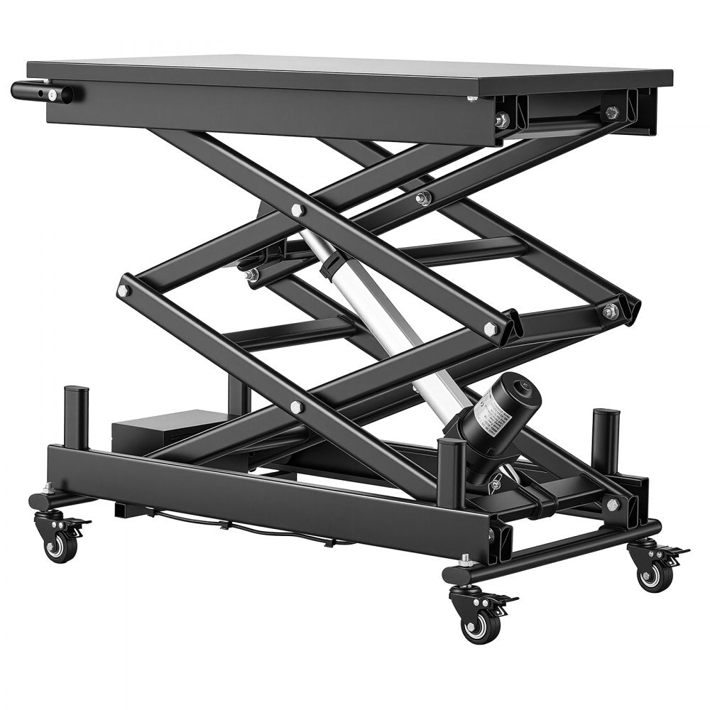 VEVOR Electric Lift Table, 330 lbs Capacity Double Scissor Lifting Table, Great for Material Handling, Moving, Transportation, 43 in Max. Height Adjustable Lift Platform, 4 Swivel Casters with Brakes