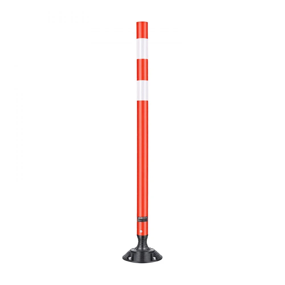 VEVOR Traffic Cones Delineator Posts, 48 Inch 8-Pack Orange Safety Post Cones with 4-Point Fixed Base & Reflective Strips for Parking Lots, Traffic Control, Road Safety, Construction Zones