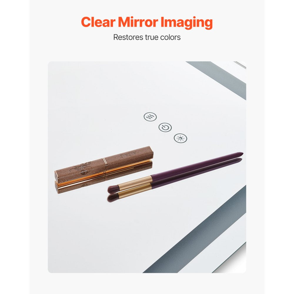 VEVOR LED Bathroom Mirror, 28" x 36" LED Bathroom Vanity Mirror with Frontlit and Backlit, Anti-Fog Memory Mirror with Lights, Stepless 3 Colors Temperature Dimmable Bathroom Mirror, Wall Mounted