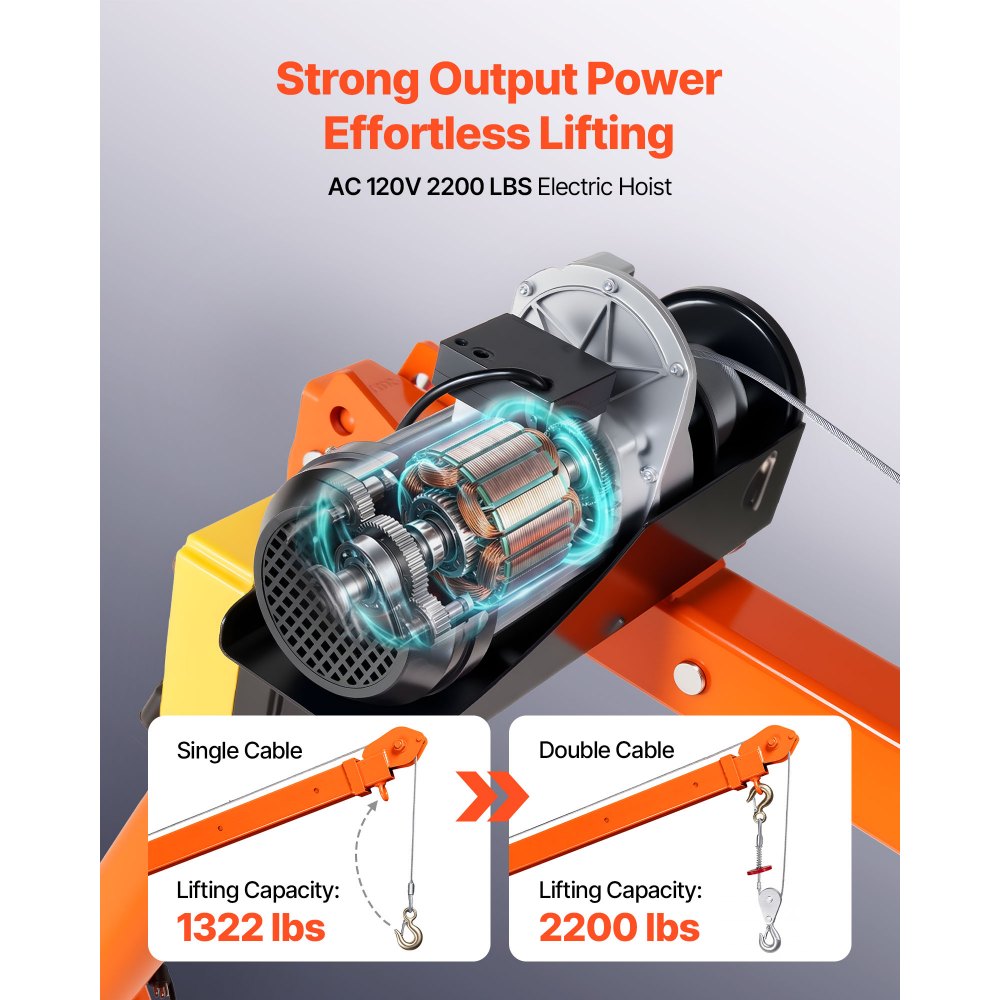 VEVOR Electric Truck Crane, 2200 lbs Pickup Truck Crane with 2200 LBS Electric Hoist, 360° Rotating Telescopic Boom, Premium Galvanized Steel, Foldable Pickup Bed Jib Hoist for Machine Lumber Lifting