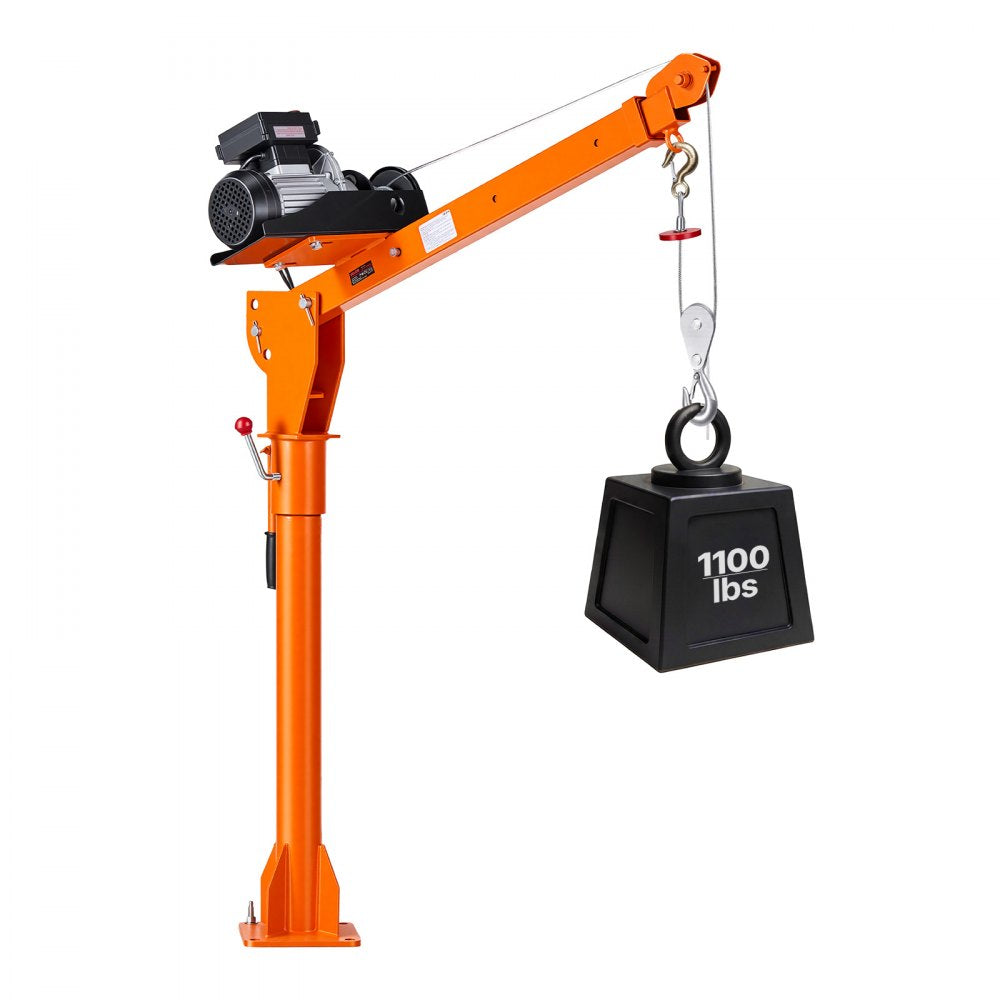 VEVOR Electric Truck Crane, 1100 lbs Pickup Truck Crane with PA800 Electric Hoist, 360° Rotating Telescopic Boom, Premium Galvanized Steel,Foldable Pickup Bed Jib Hoist for Machine Lumber Lifting