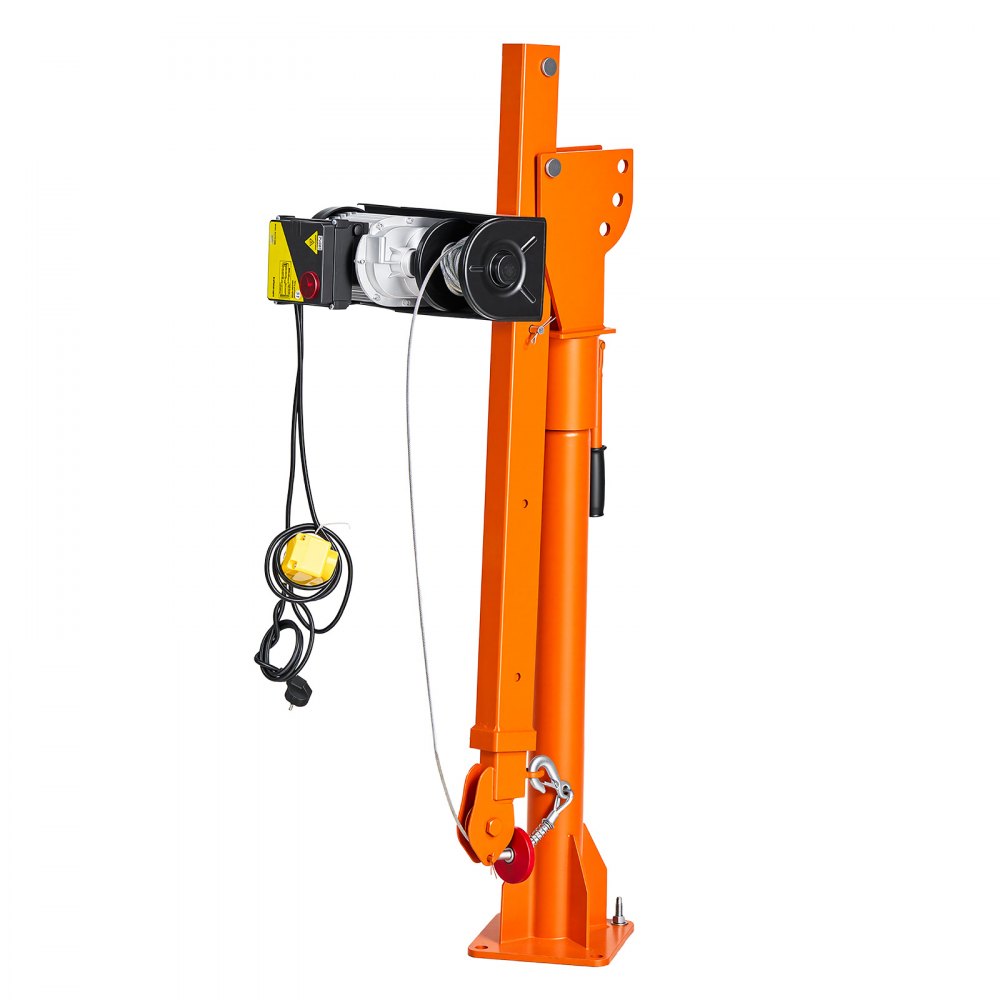 VEVOR Electric Truck Crane, 1100 lbs Pickup Truck Crane with PA800 Electric Hoist, 360° Rotating Telescopic Boom, Premium Galvanized Steel,Foldable Pickup Bed Jib Hoist for Machine Lumber Lifting