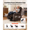 VEVOR Power Lift Recliner Chair, Dual Motor Medium Lift Chair with Heat and Massage for Elderly, Position Adjustable, Remote Control, with Side Pockets, Chenille Fabric, Brown