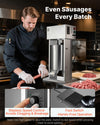 VEVOR Electric Sausage Stuffer in use with stepless speed control and foot switch for hands-free operation